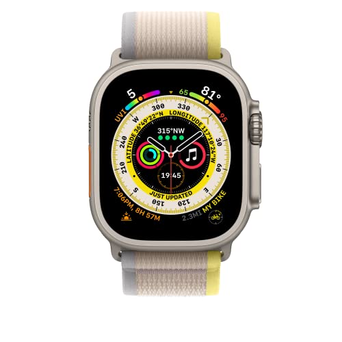 Apple Watch Band - Trail Loop (49mm) - Yellow/Beige with Rugged Titanium Finish - M/L - color: Yellow/Beige, size: Medium / Large, style: Rugged Titanium Finish