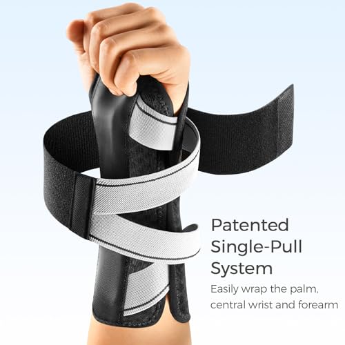 FREETOO Tendonitis Wrist Brace Night Support Fit Left Hand for Work, Pain Relief Wrist Splint for Arthritis, Sprain for Sleeping, Wrist Support Carpal Tunnel Fit Women and Men (L/XL, Black/Grey) - size: L/XL, style: Left-Gray/Black