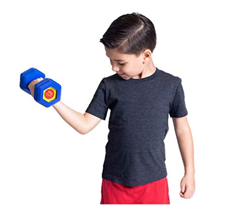 WOD Toys® Dumbbell Mini - Kids Classic Hex Dumbell Toy Weight with Ergonomic Handle - Safe, Durable Fitness Toys for Kids Fitness Participation - Kid Gym Workout and Exercise Equipment for Toddlers and Children