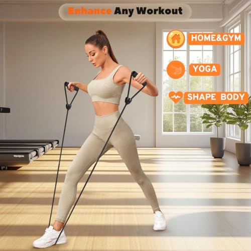 ONIPAX Stepper Resistance Bands with Handles, Strength Training Set | Includes connecting strap for double resistance; pair of handle bands for muscle toning; compact home gym exercise equipment