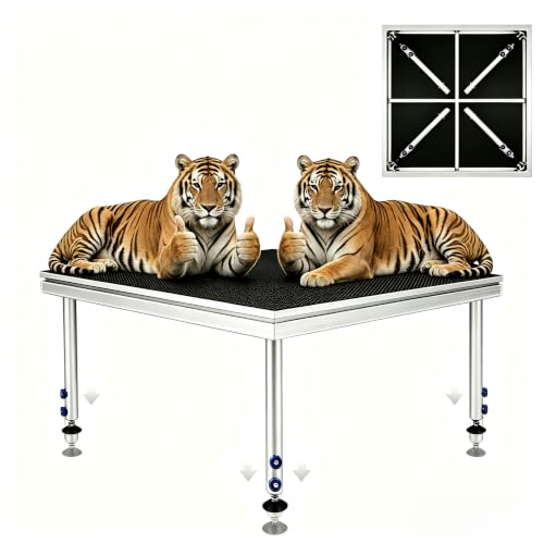 4x4ft Portable Stage Platform, 1900LBS Load Heavy Duty Aluminum Stage Riser | Adjustable Height 24"-41", Folding Modular Stage Deck, Anti-Slip Surface for Concerts, Weddings, DJ, Events, Commercial Use - size: 1pc