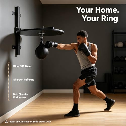 Speed Bag Platforms with Adjustable Mount Speed Bag wall Mount - Height Adjustable Heavy-Duty Boxing Kit for Adults, 360° Rotatable Punching Ball Platform, Wall-Mounted Home Gym Boxing Equipment