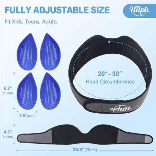Hilph Face Ice Pack Wisdom Teeth Ice Pack Head Wrap with Washable Jaw Wrap and 4 Replacement Hot Cold Pack for Facial Oral Surgery, TMJ, Tooth Extraction, Dental Surgery, Tonsillectomy Recovery Grey - color: Grey