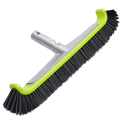 Sepetrel 17.5" Pool Brush Head for Cleaning Walls,Heavy Duty Inground/Above Ground Swimming Pool Scrub Brushes with Premium Strong Bristle & Reinforced Aluminium Back - size: Curved Edge for Walls