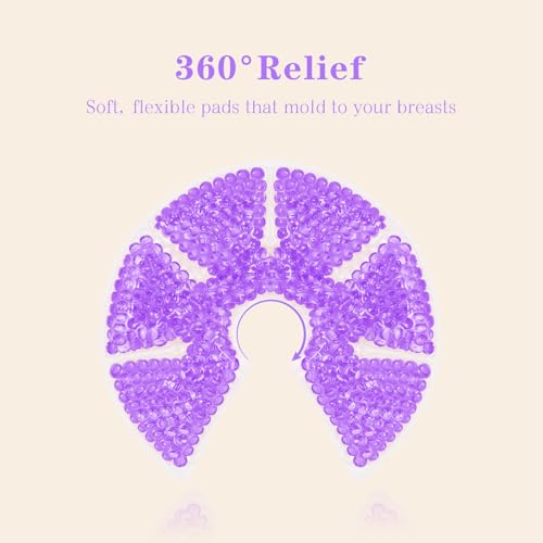 Hot/Cold Breast Gel Ice Packs Breast Cooling/Heat Pads Relief for Breastfeeding, Nursing Pain, Mastitis, Engorgement, Swelling, Plugged Ducts | Boost Milk Let-Down & Production,2 Pack (Purple) - color: Purple
