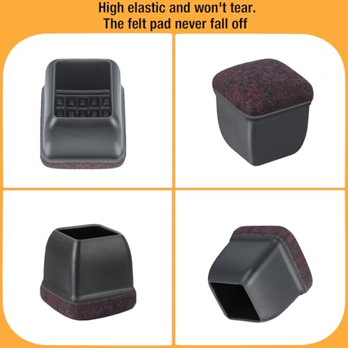 16 Pcs Square Chair Leg Floor Protectors for Hardwood Floors | Thick, Durable & Tear-Resistant Silicone Furniture Pads Caps Protect Wooden Floors from Scratches & Noise (Fit 9/10" to 1") - size: M - 16 Pcs - Black