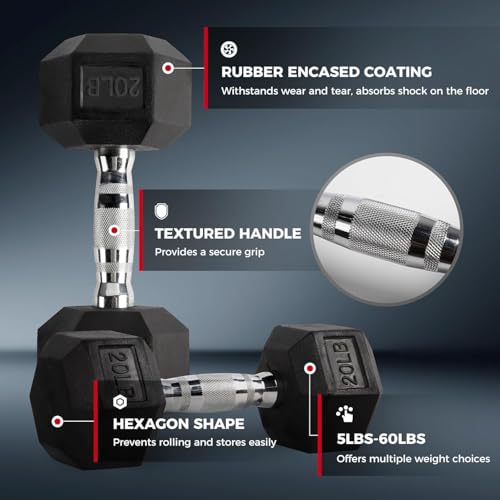 RitFit Rubber Coated Hex Dumbbell Set with Rack, 5-780LB for Home Gym Strength Training, Anti-Slip Knurled Handle, Hexagon Anti-Roll, Heavy-Duty Storage Rack - style: 250LBS Set with Resistance Band (10-40LB)