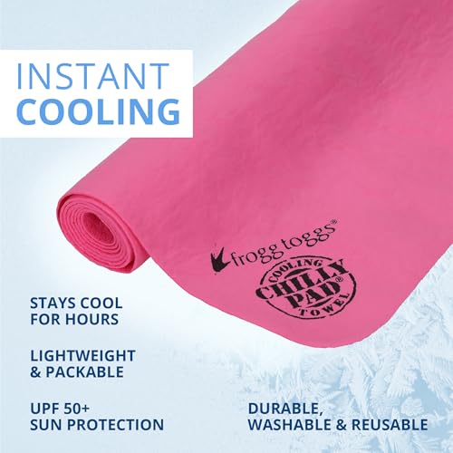 FROGG TOGGS Chilly Pad, Instant Cooling Towel, Long Lasting, Reusable, Sports and Outdoors Neck Towel 33x13 - color: Hot Pink