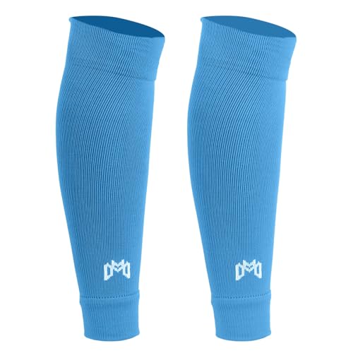 MediCaptain Pre Cut Soccer Sock Sleeves, Companion for Soccer Grip Socks, Securely Holds Shin Guards, Compression Leg Warmer - color: Sky Blue