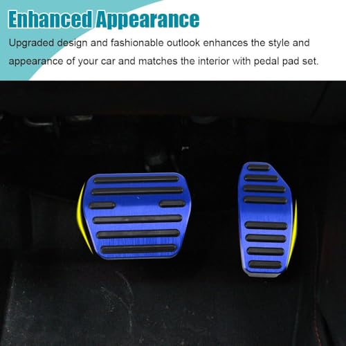 LEXLEY,with Kicks Logo 2PCS Anti-Slip Aluminum Brake Gas Pedal Pads,Auto No Drilling Accelerator Pedal Covers Only for Nissan 2018-2025 2026 Kicks-Blue - color: BLUE