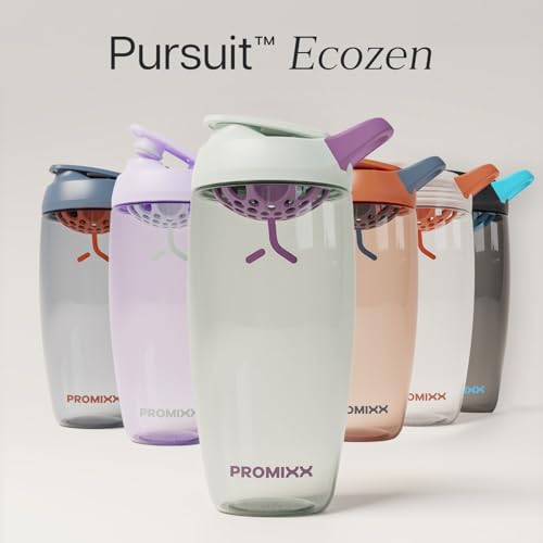 Promixx Pursuit Protein Shaker Bottle – 26oz Silent Snap-Fit Mixer for Lump-Free Shakes – Leak-Proof BPA-Free Ecozen Gym Shaker with Measurement Marks for Fitness and Travel – Seagrass Green - color: Seagrass Green, style: 26oz