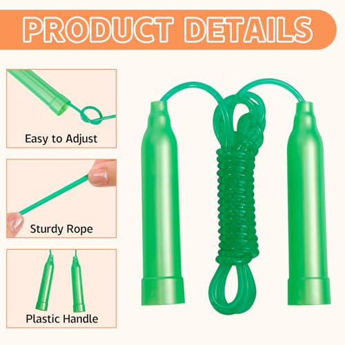 30 Pcs Kids Jump Rope,Colorful Jump Ropes for Kids,7.2 Feet Plastic Jump Ropes,Adjustable Skipping Rope,Jumping Ropes for Party Favors,Birthday Gifts,Indoor Outdoor Activity - color: Green