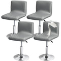 Gollense Stretch Bar Stool Covers with Backs, 4 Pack Waterproof PU Leather Pub Counter Dining Chair Covers, Square Swivel Barstool Seat Slipcover with Elastic Bottom for Low Short Back (Grey) - color: Grey