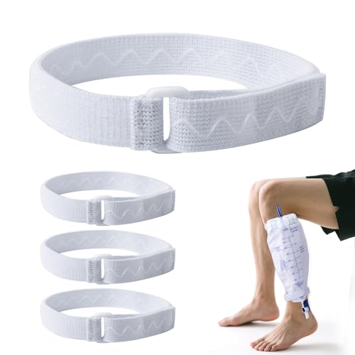 Anti-Slip Catheter Leg Bag Strap, 25 in / 64 cm | Silicone Grip, Adjustable Hook-and-Loop | Thigh Placement, Extended Fit for Foley Drainage Bags | Reusable, Washable 4PCS - size: Long