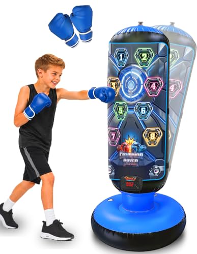 2026 New 51-Inch Punching Bag for Kids with Music,Birthday Gift for Boys | 4 Game Modes, 8 Targets,Boxing Equipment, Outdoor Toys for children Ages 4-12