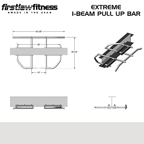 Firstlaw Fitness 600 LBS Limit - Extreme I-Beam Pull Up Bar - Bent Bar - Rubber Grips