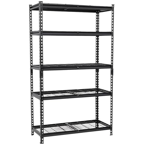 5-Tier Heavy-Duty Storage Shelves, 2250 LBS Load Steel Shelving Unit, Adjustable Boltless Garage Shelving, Sturdy Organizer for Garage, Kitchen, Gym, Shed (Black, 36''W x 18''D x 72''H) - size: 36''W x 18''D x 72''H