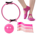 Pilates Ring and Ball Set, 6 Pcs Home Pilates Kit with 13” Circle Circle Yoga Ring 3 Resistance Bands 9.8” Pilates Ball Pilates Grip Socks, Pilates Essential Kit for Women Girl Home Workouts - size: 6 PCS