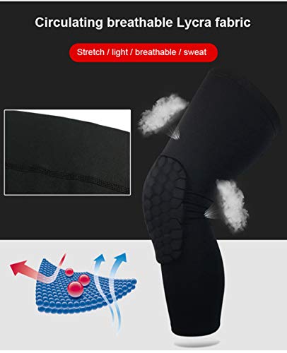 PISIQI Knee Pads Compression Pads Long Leg Sleeve Collision Avoidance Brace Protection Knee Sleeve for Basketball Football Volleyball Cycling (1 Pair) - color: Black, size: X-Large