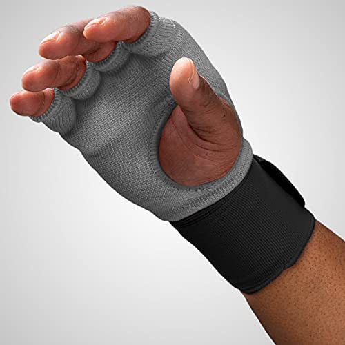 Hayabusa Quick Gel Hand Wrap Boxing Gloves | Slip-On Design, Padded Knuckle Protection, Hook and Loop Closure, Muay Thai Kickboxing, Men and Women, Sparring - color: Grey, size: Medium