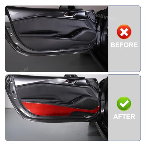 Soft Carbon Fiber Car Door Anti Kick Pad Trim Cover Compatible with Mazda MX-5 Miata 2016-2025+, Door Protector Mat Anti Dirty Anti Collision Stickers Interior Accessories (Red) - color: Red