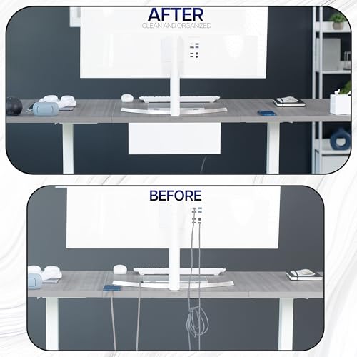 VIVO White 17 inch Extra Deep Cable Management Tray, DESK-AC16-1CW | Under Desk, Low Profile Power Strip Holder, Cord Organizer, Wire Tamer Steel Cable Rack for Office and Home, Holds 11 lbs - color: White, size: Extra Deep