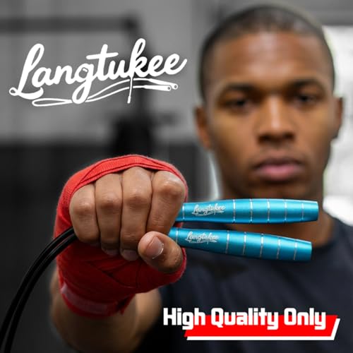 LANGETUKEE Speed Jump Rope - Professional Aluminum Alloy Skipping Rope with 360° Bearings - Adjustable 4mm Steel Cable for Double Unders, Boxing, MMA, HIIT & Cardio Training - Anti-Slip Grip - color: Double-blue