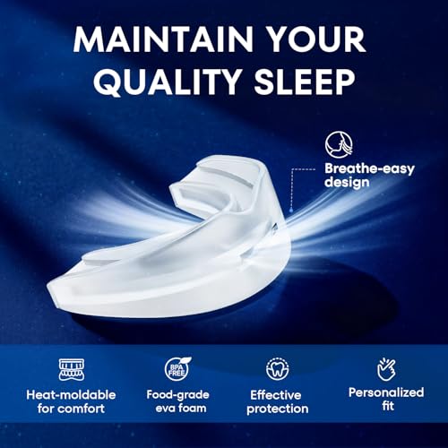 Anti Grinding Guard: Mouth Guard for Grinding Teeth at Night for Sleeping -Personalized Fit Night Guards - Food-Grade Eva Foam (Sky Transparent)