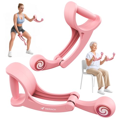 Merach Ropeless Battle Ropes for Home Gym, Forearm Strengthener & Arm Trainer, Wrist-Friendly Ergonomic Non-Slip Handle, Smooth Bearing, Portable Exercise Equipment for Recovery Training - color: Pink