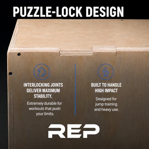 Rep Plyometric Wood Jump Box | CrossFit & Strength Training | 12 to 30" Range of Wooden Step Platforms | Gym & Sports Workouts | Fitness, Exercise, Physical Therapy Equipment | Pro Conditioning Tool - size: Large, 30" x 24" x 20"