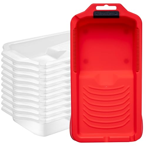 Mister Rui Paint Tray 4 Inch, 11 Pack, Small Paint Roller Tray, Plastic Tray with 10 Liners, Textured Disposable Trays for Painting Walls - size: 4 Inch, 11 Pack