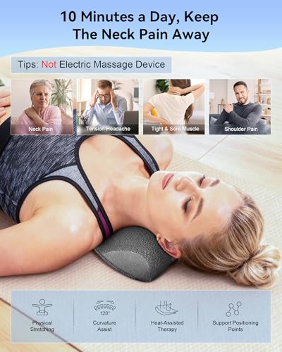 Heated Neck Stretcher Neck and Shoulder Cervical Traction Device Neck Pillow Grey Medium
