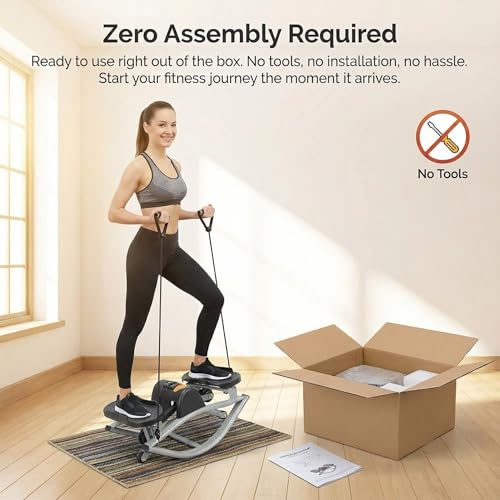 Lateral Rocking Fitness Stepper - Low-Impact Home Workout Machine for Knees & Joints with Digital Counter