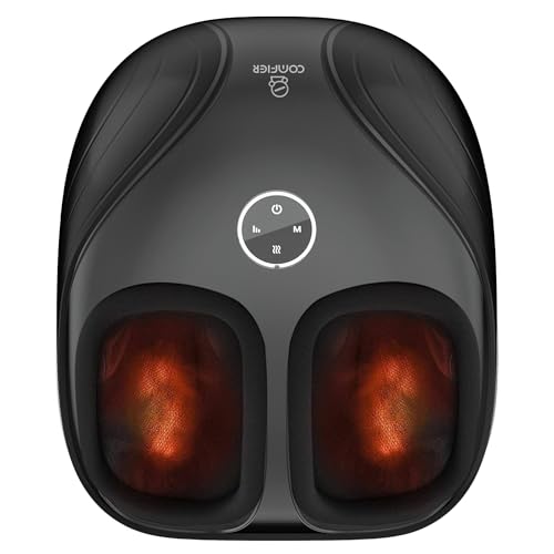COMFIER Shiatsu Feet Massager Machine,Birthday Gifts for Men&Women,Foot Massager with Heat,Kneading Rolling Compression for Plantar Fasciitis,Neuropathy Fits up to Men Size 12, for Home Office Use - color: ‌ebony‌