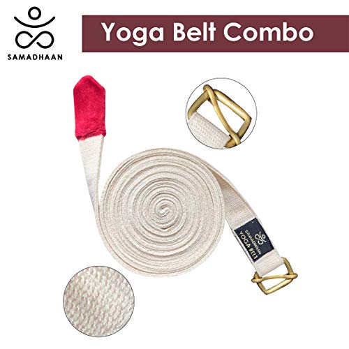 Yoga Strap with Durable Sliding Brass Buckle | Strong & Secure Yoga Strap | Double Thickness Adjustable Yoga Belt for Daily Stretching, Yoga, Pilates & Fitness