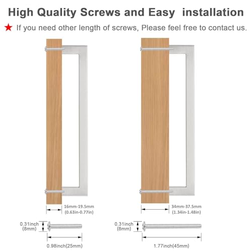 Probrico 5 Pack Hole Centers 7.5inch Brushed Satin Nickel Cabinets Handles,Stainless Steel Kitchen Cabinet Pulls,Square Corner Bar Dresser Pull Handle 8inch Length - color: Brushed Nickel, size: Hole Center: 192mm(7.5inch)