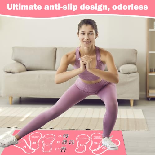 Anti-Slip Squat Mat, Squat Mat with Foot Position Sports Accessories for Home Workout, Anti-Slip & Shock-Absorbing Scientific Design Suitable for Home & Gym Use - color: Pink White