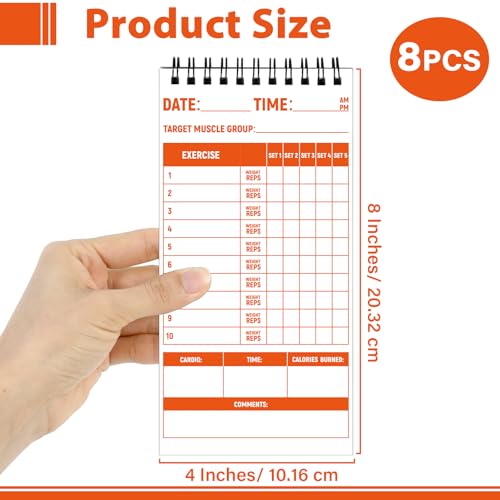 gisgfim 8 Pack Fitness & Workout Notebook Bulk Workout Log Fitness Journal for Men Women Exercise & Weight Training Notebook Planner Fitness Tracker Log for Bodybuilding 4 x 8 Inch 140 Pages/Pad