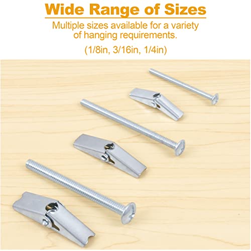 KURUI Heavy Duty Hollow Drywall Anchors for Sheetrock Ceiling, Toggle Bolts and Wing Nut Kit, 28Pcs Metal Dry Wall Anchors and Screws Assortment Set, Butterfly Anchor for Hanging 1/8, 3/16, 1/4 - style: 28 Pack
