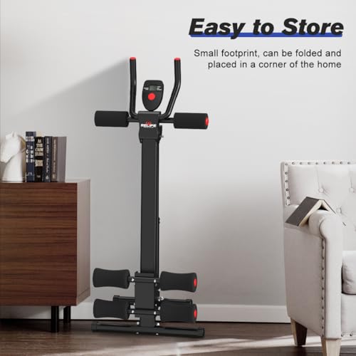 RELIFE REBUILD YOUR LIFE AB Workout Machine Adjustable Ab Trainer Machine Foldable Ab Cruncher Strength Training Equipment for Home Gym, Full Body Workout Equipment 440 LBS - color: Black