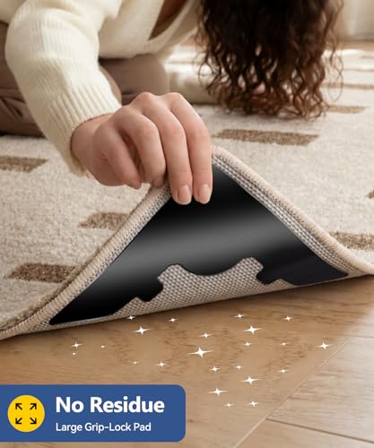 PHIXBEAR Extra Large Anti-Slip Rug Grips Tape Corner Gripper Pads, Dual-Layer Tech Protects Rug & Floor, Washable & Reusable & No Residue, Holds Carpet in Place on Hardwood Floors and Tiles, 16 Pcs - size: 【2X Large】 7.8"L x 5.6"W 16PCS
