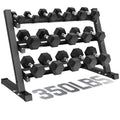 Dumbbell Sets with Rack, Rubber Hex Dumbbells, 160/220/280/360/450/550LBS, Hand Weights with Chrome Handle for Strength Training - color: 360lbs with Rack