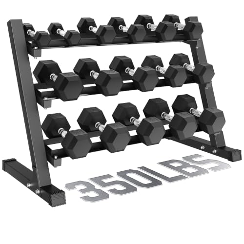 Dumbbell Sets with Rack, Rubber Hex Dumbbells, 160/220/280/360/450/550LBS, Hand Weights with Chrome Handle for Strength Training - color: 360lbs with Rack