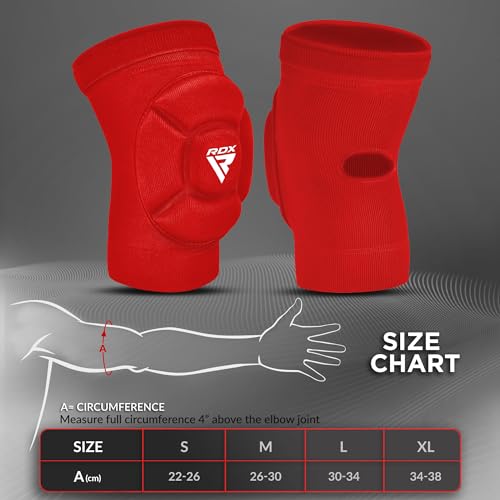 RDX Elbow Pads, Muay Thai MMA Kickboxing Sparring Elbow Guard, Martial Arts Striking Protection,Wrestling Basketball Adjustable MTB Volleyball Compression Padded Sleeve, Men Women - color: Red White, size: Large