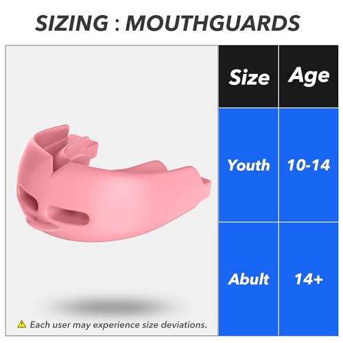 Mouth Guard Sports Youth Adult,Mouth Guard for Braces Soft,No Boiling - color: Dark Pink/Strapped