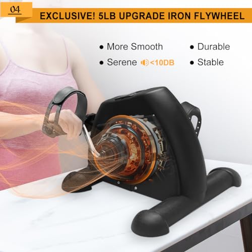 Under Desk Bike Pedal Exerciser, Portable Mini Exercise Bike with LCD Display for Home/Office, Desk Cycle for Leg/Arm with Handle, Leg Exerciser While Sitting for Seniors20260709