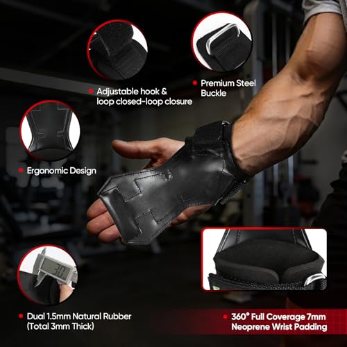 Weight Lifting Straps (Pair) JUPITER Non-Slip Wrist Support for Deadlifts & Powerlifting - color: Black, size: M