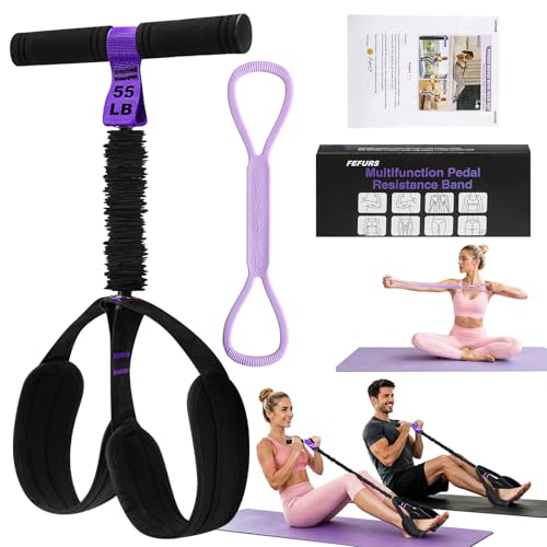 Foot Pedal Resistance Band with Handle, Upgrade Full Body Workout for Men & Women, Core Abs Legs Glutes Arms, Pilates Strength Training Home Gym Equipment