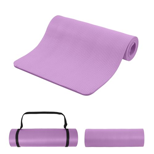 Signature Fitness Extra Thick High-Density Foam Yoga Mat – Multiple Thicknesses (1/2" & 1") / Multiple Colors – Double-Sided Non-Slip Surface – with Carrying Strap for Pilates, Yoga & Home Workouts - color: Taro Purple-1/2"thick
