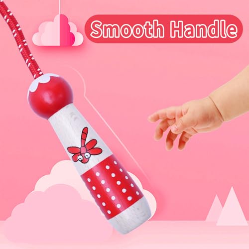 EGOSKY Jump Rope Kids, 7.2ft Children Adjustable Cotton Skipping Rope with Wooden Handle for Boys Girls Fitness Outdoor Activity - color: Red